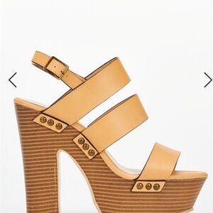 JustFab Natural Strappy Platform Heels
